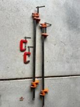 Two Bar Clamps and Two C Clamps