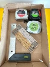 Garage Lot, Square, 3 Tape Measures, Wood Tape