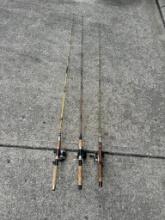 Group of 3 Fishing Poles with Reels