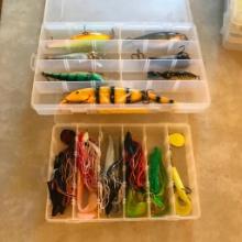 Fishing Lure Lot with Plastic Storage Containers