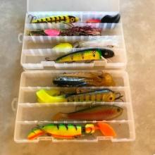 Fishing Lure Lot with Plastic Storage Containers