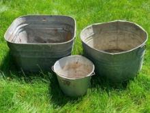 Group of Galvanized Tubs and Buckets
