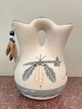 Signed Native American Double Spout Pottery Vase