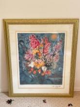 Marc Chagall Framed Print - Signed and Numbered "Blue Bouquet"
