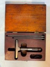 Lufkin No. 513 Machinist Micrometer Depth Gauge Tool with Wood Case