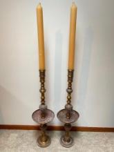 Pair of Very Tall Brass Candle Sticks