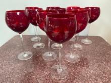 Set of 11 Red Lenox Wine Glasses
