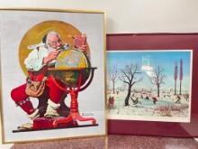 Pair of Framed Winter / Christmas Prints