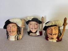 Set of 3 Royal Doulton Three Musketeers Mugs - Signed