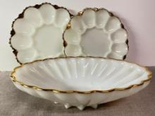 Group of Vintage Gold Rim Glass Serving Dishes