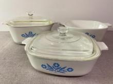 Set of 3 Corning Ware Covered Dishes