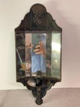 Wall Mounted Vintage Metal Mirrored Candle Holder