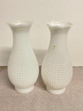 Pair of Milk Glass Chimneys