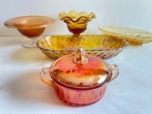 Group of Vintage Amber Colored Glass Pieces