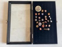 Vintage Display Box with Mostly International Pins