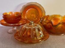 Group of Vintage Carnival Glass Dishes