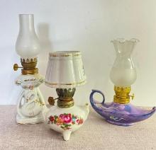 Group of Vintage Small Oil Lamps