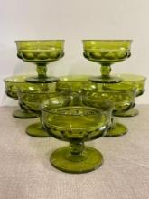 Group of Vintage Green Drinking Glasses