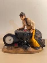 Vintage Lanshire Chalkware Coal Miner with Clock (1985)