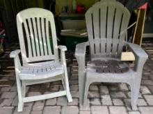 Pair of High Back Plastic Outdoor Chairs