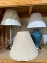 Pair of Mixed Lamps and 2 Extra Lamp Shades