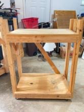 Handmade Wooden Rolling Cart