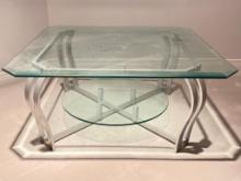 Heavy Glass and Metal Coffee Table