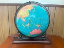 Vintage Lighted George F. Cram Co. 12" Terrestrial Globe on Stand
