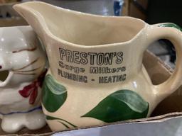 Avertisement bowl, pitcher & cat creamer