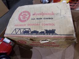BOX WITH BUDDY L COCA COLA TRUCK AND DUAL PACK MRC RAILROAD CONTROL HO AND