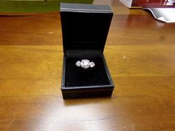LADIES 3 DIAMOND RING 14K YELLOW GOLD 2.5 MM HALF ROUND SHANK WITH CENTER B