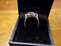 LADIES 3 DIAMOND RING 14K YELLOW GOLD 2.5 MM HALF ROUND SHANK WITH CENTER B
