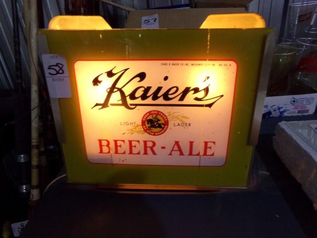 LIGHTED KAIERS BEER ALE SIGN 10 X 8