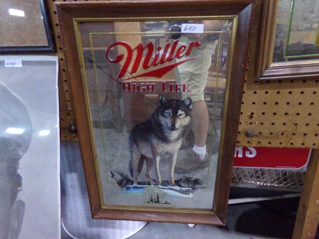 MILLER HIGH LIFE MIRRORED SIGN 22 X 14