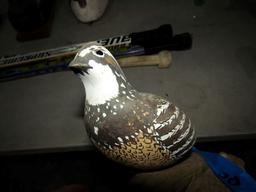 HAND CARVED BOB WHITE QUAIL ON DRIFTWOOD FULL SIZE
