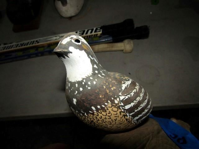 HAND CARVED BOB WHITE QUAIL ON DRIFTWOOD FULL SIZE
