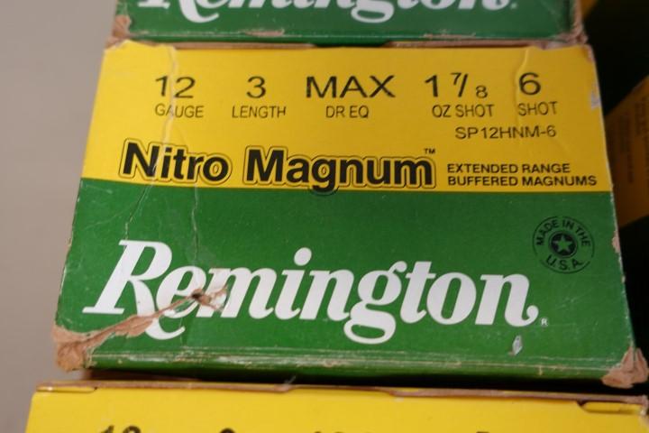 6 BOXES REMINGTON NITRO MAG 12 GA 3 INCH 1 7/8 OUNCE #4 LEAD SHOT AND 2 BOX