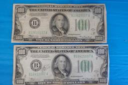 4 $100 FEDERAL RESERVE NOTES PAY ON DEMAND SERIES 1934 A AND ONE SERIES 193