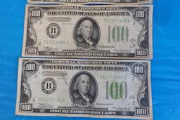 4 $100 FEDERAL RESERVE NOTES PAY ON DEMAND SERIES 1934 A AND ONE SERIES 193