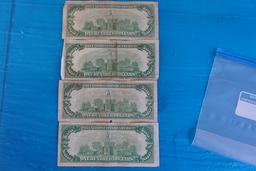 4 $100 FEDERAL RESERVE NOTES PAY ON DEMAND SERIES 1934 A AND ONE SERIES 193