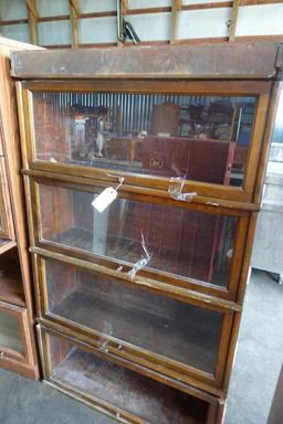 HALE 4 TIER BARRISTER BOOK CASE MISSING BOTTOM GLASS 34 X 11 X 59