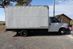 #4603 2005 CHEVY 3500 14' BOX TRUCK WITH 710 CUBIC FT DUALLY 23209 MILES AM