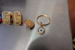 SEARS 10 KT GOLD PINS 10 AND 15 YR AMERICAN LEGION PENDANT WALLACE PIN