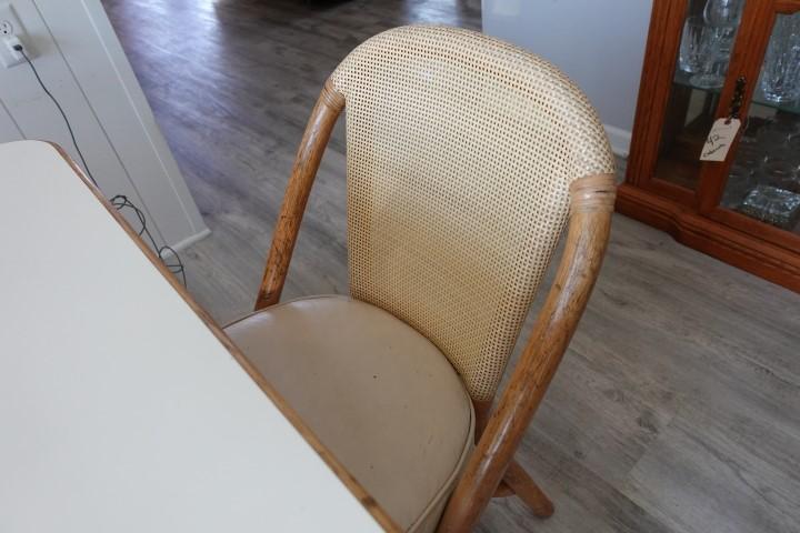 RATTAN KITCHEN TABLE WITH 6 MATCHING CHAIRS