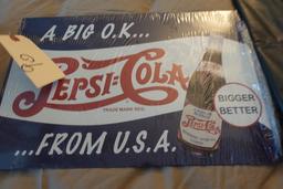 REPRODUCTION TIN PEPSI COLA SIGN 17 X 11