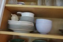 CABINET LOT INCLUDING LARGE LOT DISHES BOWLS GLASSES