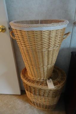 PAIR WICKER HAMPERS