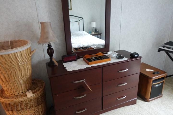 6 DRAWER DRESSER WITH MIRROR MAHOGANY COLOR 48 X 16