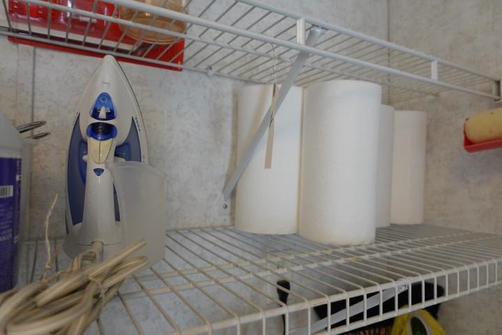 CONTENTS OF LAUNDRY ROOM SHELVES INCLUDING MR COFFEE LANTERN CLEAN SUPPLIES