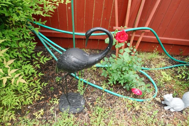 LOT OF YARD DECORATIVES PLANTERS BIRD FEEDER HOOKS